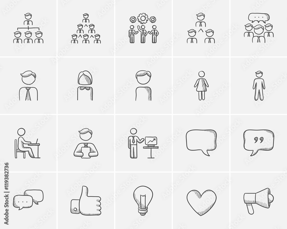 Business sketch icon set. Business sketch icon set.