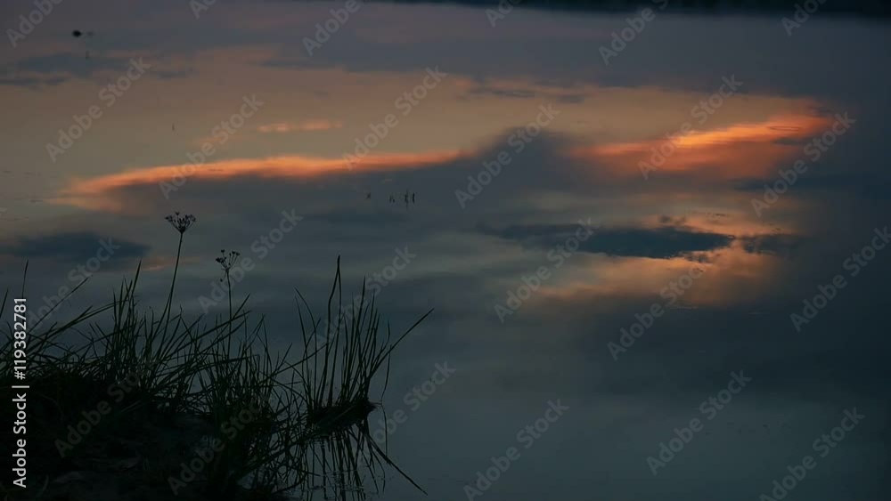 night river sunset lake reflection of clouds in water beautiful red landscape nature video night river sunset lake reflection of clouds in water beautiful red landscape nature video