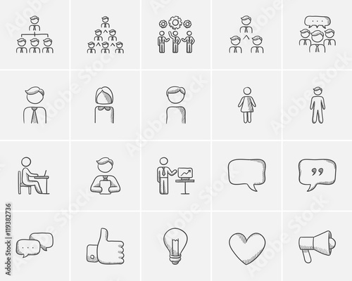 Business sketch icon set.