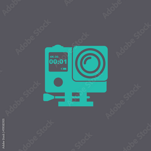 Action camera outline monochrome icon. Extreme cam