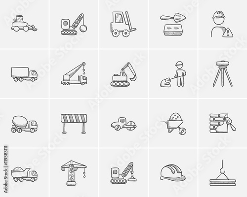 Construction sketch icon set.