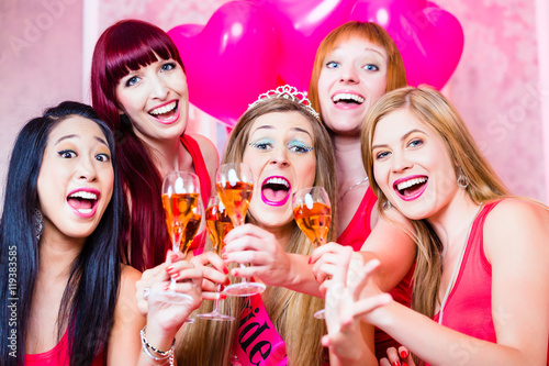 Women having bachelorette party in night club