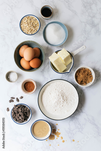 Cookie baking ingredients, still life