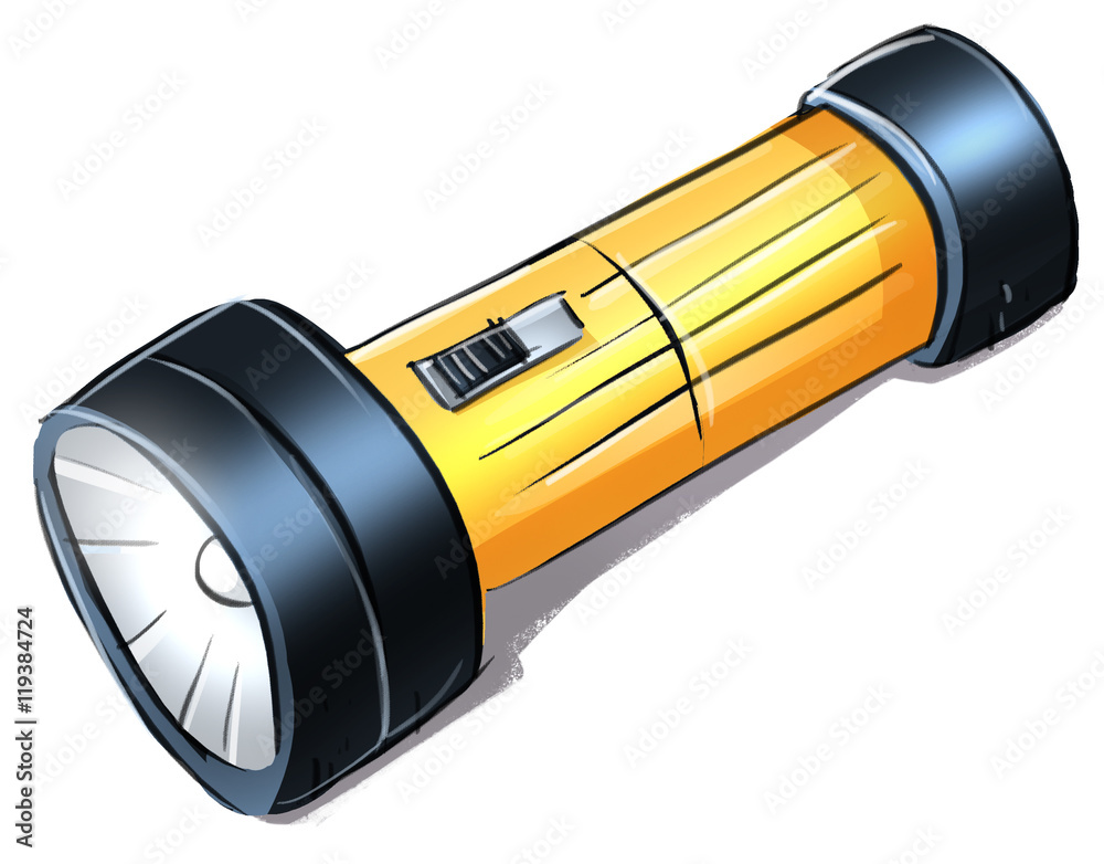 ilustracion linterna electrica de baterias Stock Illustration | Adobe Stock