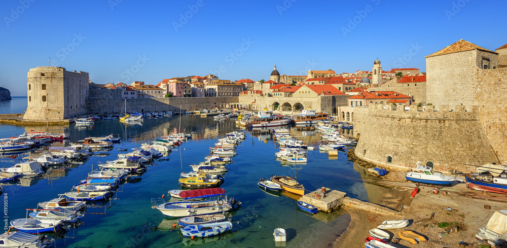 Naklejka premium Old town port of Dubrovnik, Croatia