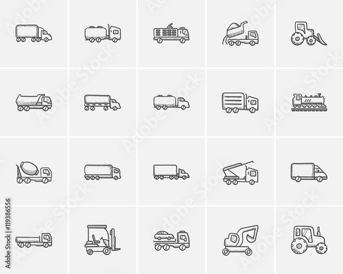 Transportation sketch icon set.