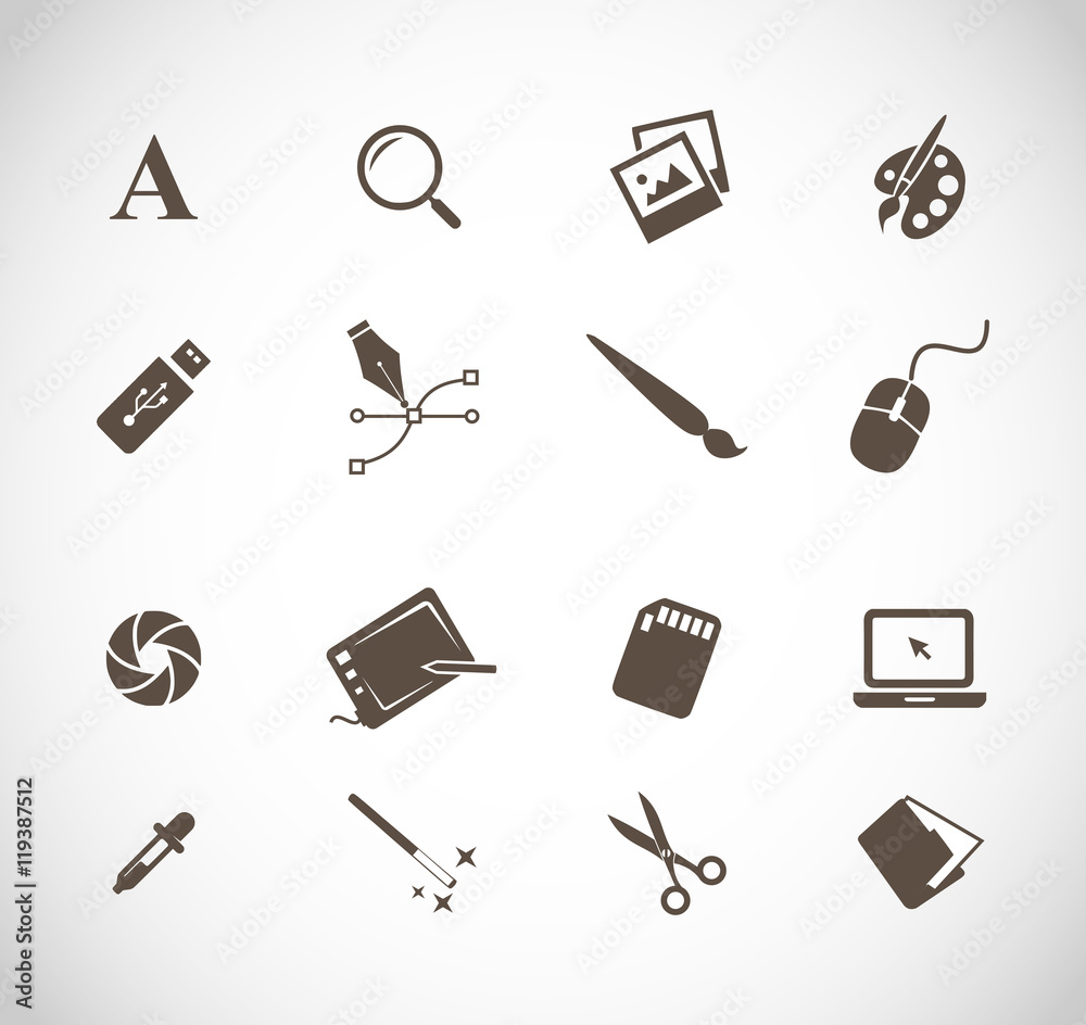 Graphic designers tools icon set