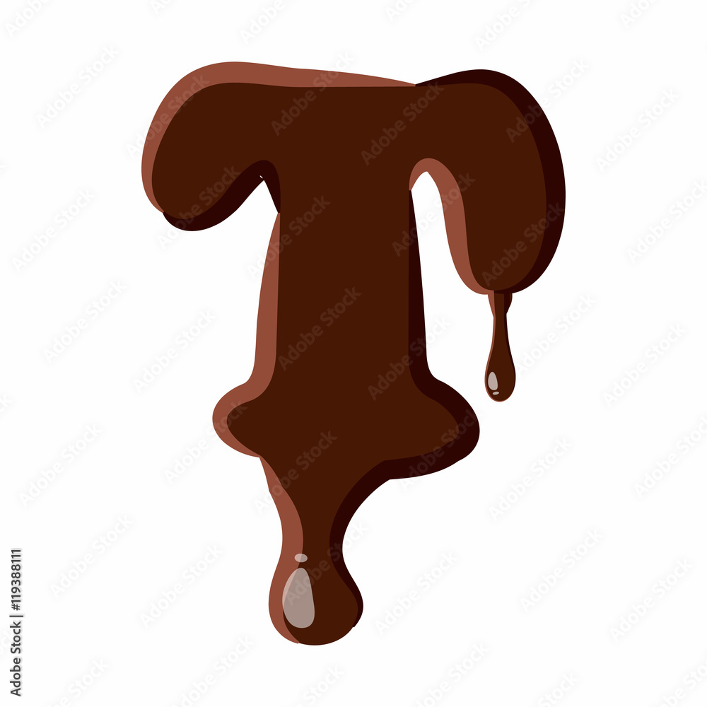 Letter R from latin alphabet with numbers and symbols made of dark melted chocolate Letter R from latin alphabet with numbers and symbols made of dark melted chocolate