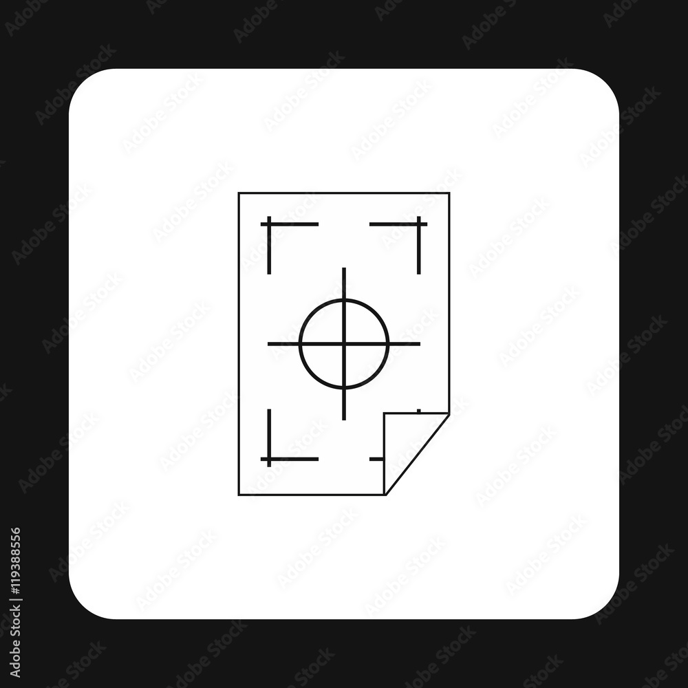 Printer marks on a paper icon in simple style on a white background ...