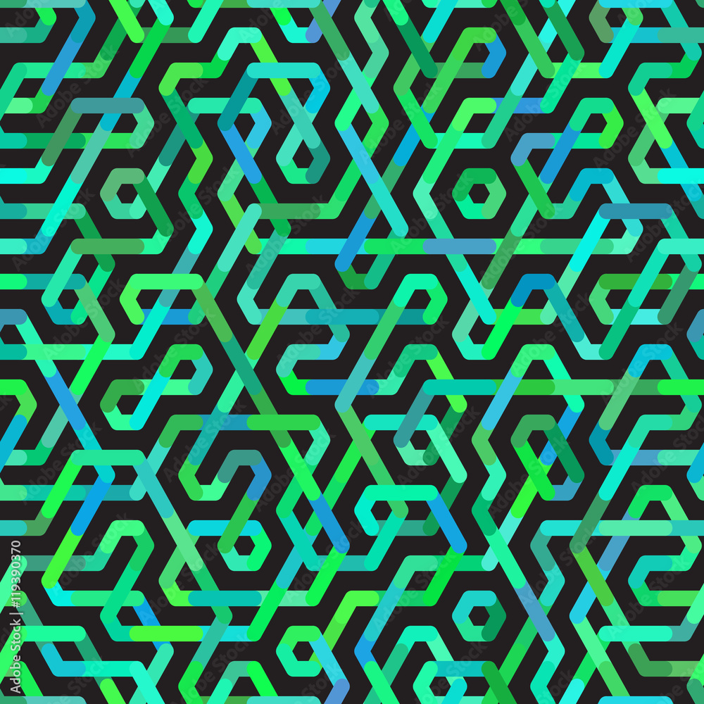 Vector Seamless Multicolor Irregular Lines Pattern