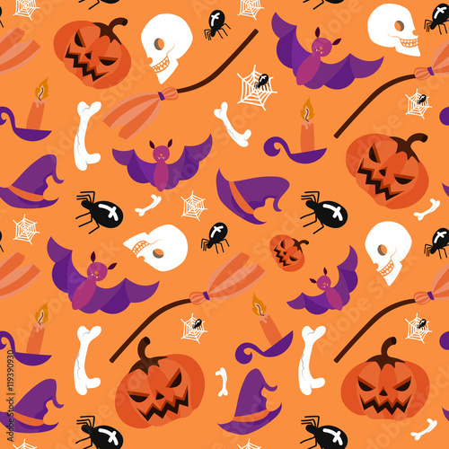 Seamless pattern halloween vector spooky scary orange © octopaper