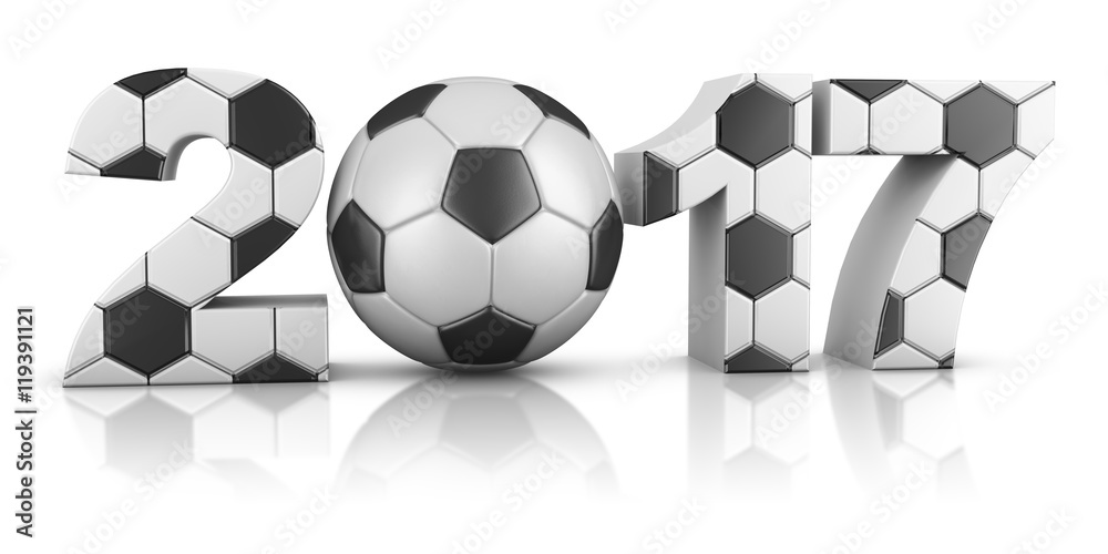 Obraz premium soccerl ball and volumetric inscription 2017