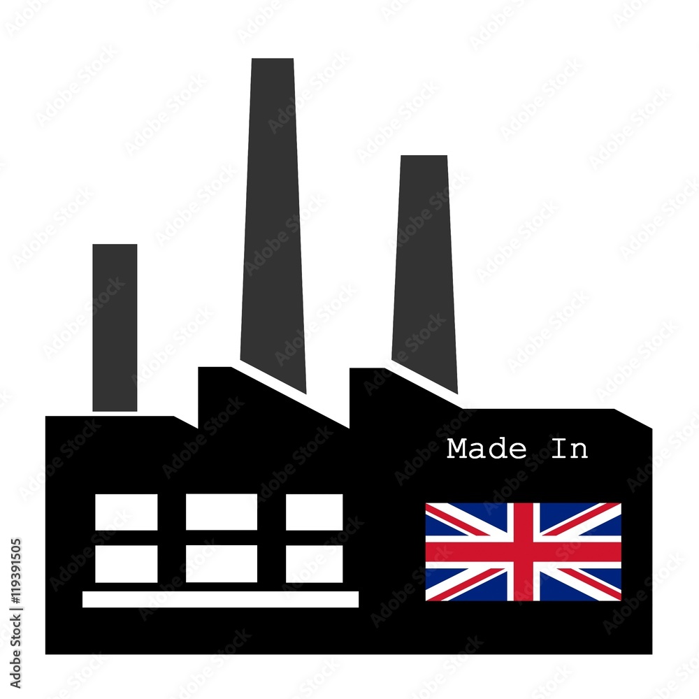 Drapeau du Royaume-Uni sur une usine Drapeau du Royaume-Uni sur une usine