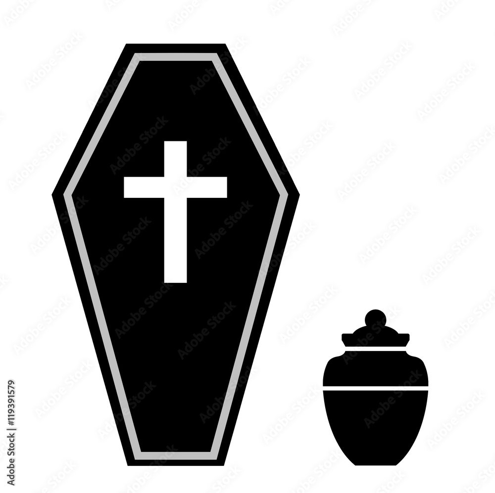 Obraz premium Urne funéraire et un cercueil