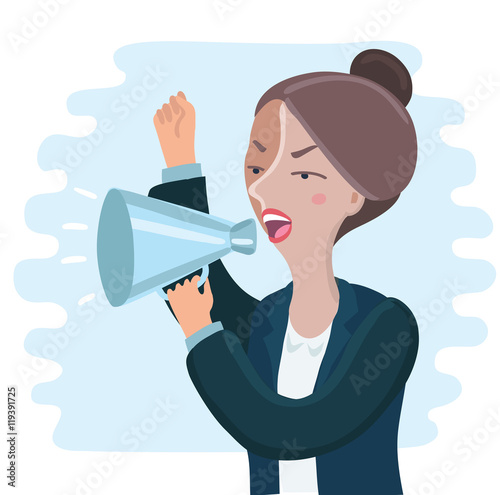 Angry Business Woman Yelling Through A Megaphone