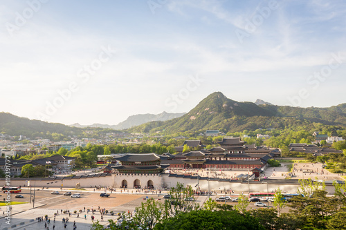 View of Gyeongbokgung palace in Seoul, South Korea