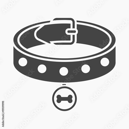 Dog collar vector icon in black style for web