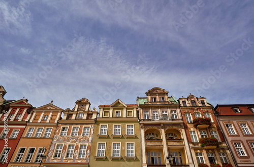Facades of houses in the Old Market Square in Poznan.
