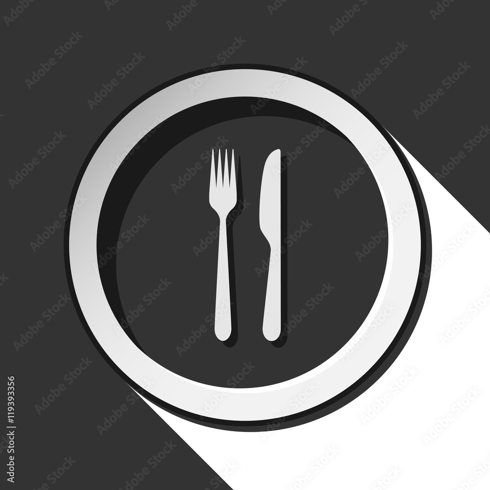 icon - cutlery, fork and knife with shadow icon - cutlery, fork and knife with shadow