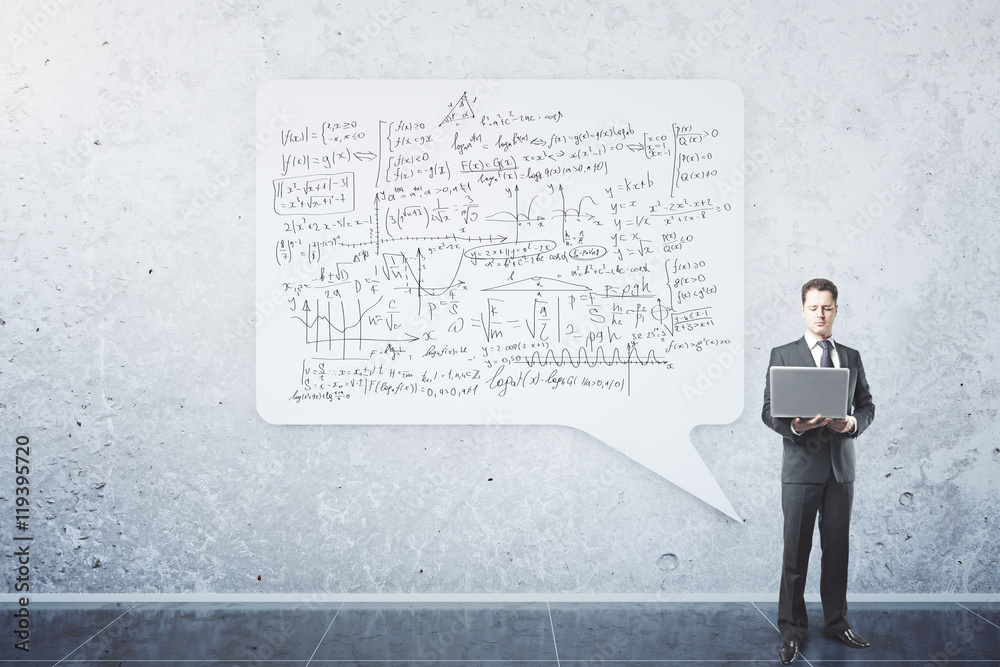 Businessman with mathematical formulas Businessman with mathematical formulas