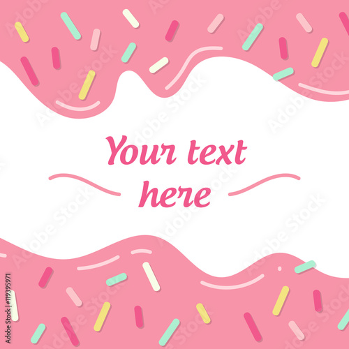 Simple geometrical picture with text sample small lines and shadows. Graphic lines. Donut cream