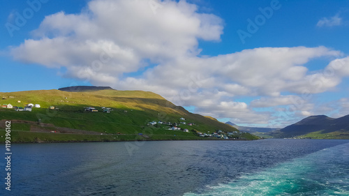 Old village at the Faroe islands in the Atlantic ocean