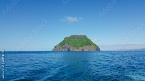 Alone green Faroe island Lítla Dímun in the Atlantic ocean © yk