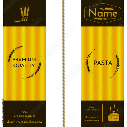 wheat ears image and logo on the packaging of spaghetti or other pasta