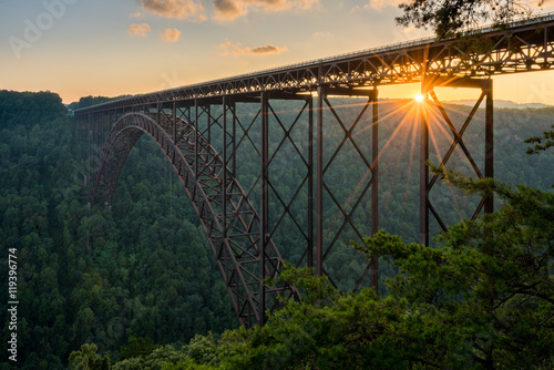 Sunset at the New River Gorge Bridge in West Virginia photo
