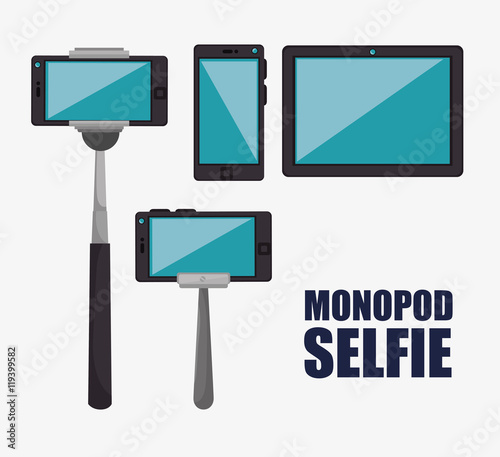 monopod photography selfie style isolated vector illustration design