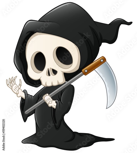 Grim reaper cartoon waving hand