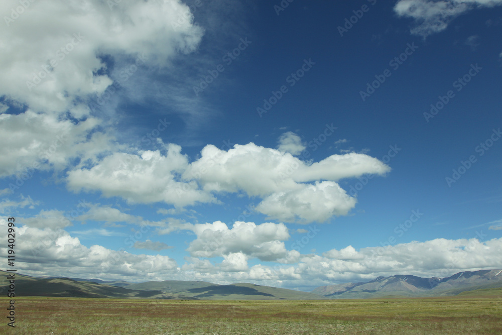 mountains, horizon, clouds, sky, nature, landscape