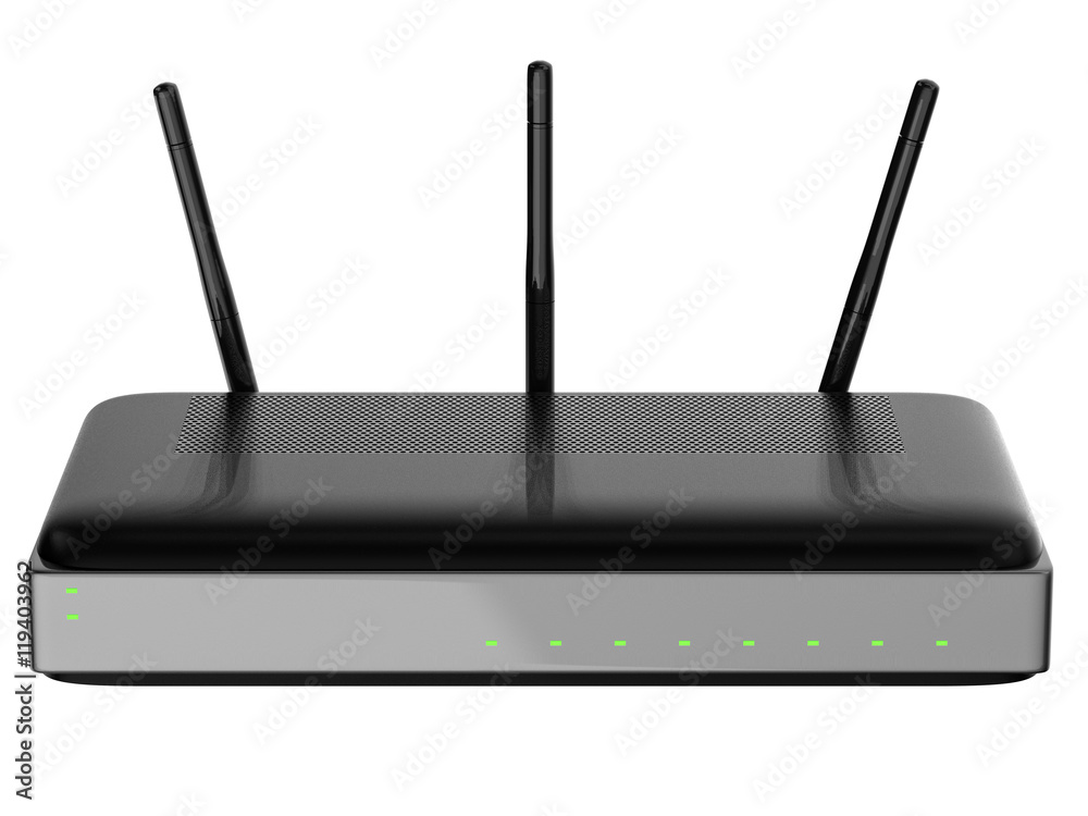black wireless router isolated on white black wireless router isolated on white