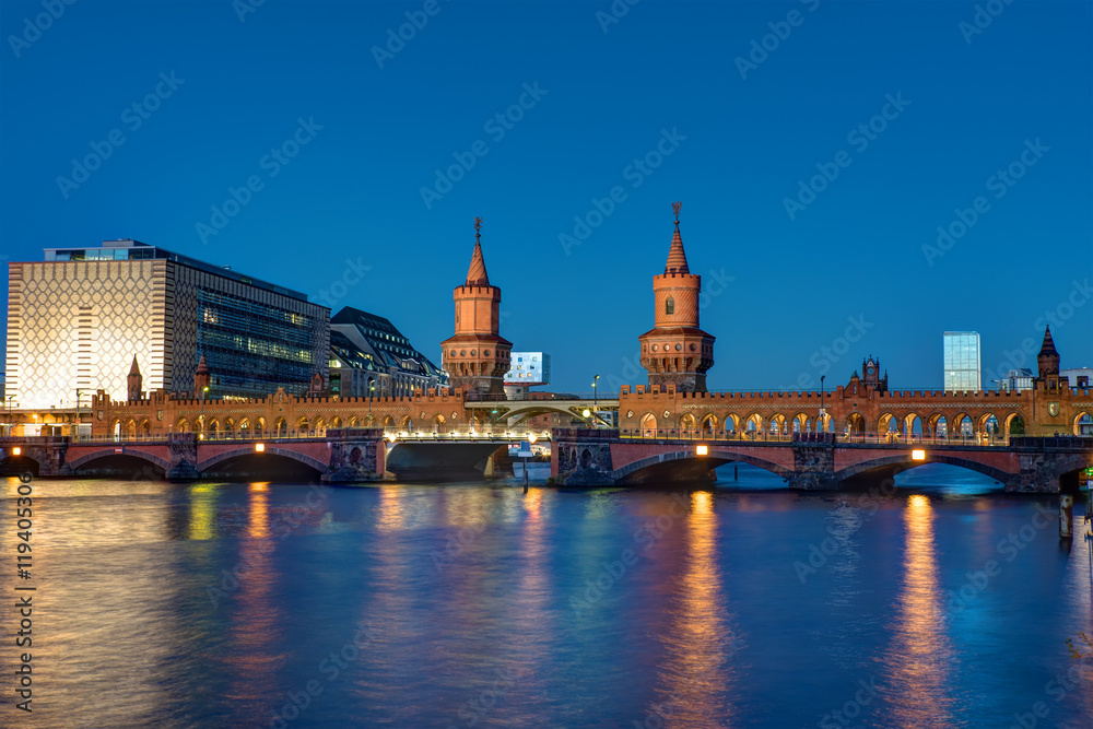 The famous Oberbaumbruecke in Berlin at night