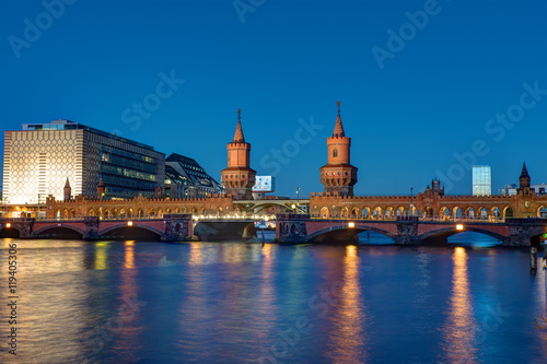 The famous Oberbaumbruecke in Berlin at night