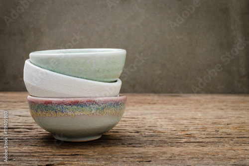 Empty bowl, Japanese handmade ceramic bowl, cracked ceramic texture