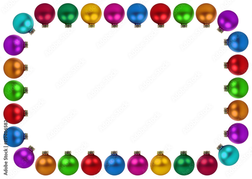 Weihnachtskugeln Weihnachten bunte Dekoration Rahmen Textfreirau Weihnachtskugeln Weihnachten bunte Dekoration Rahmen Textfreirau