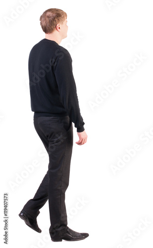back view of walking  business man.  Isolated over white background. Rear view people collection.  backside view of person. sadly into the distance leaving the guy working in the office