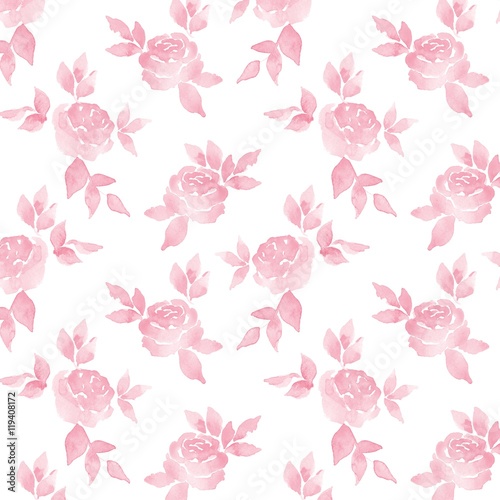 Simple roses. Watercolor background with flowers. Seamless pattern 9