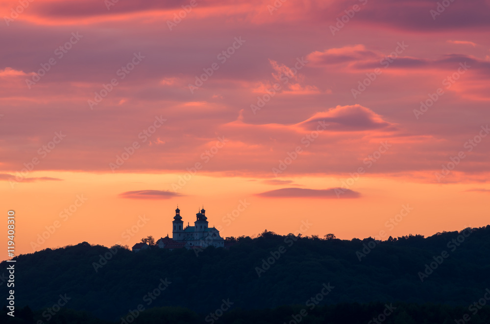 Krakow, Poland, camaldolese monastery at sunset