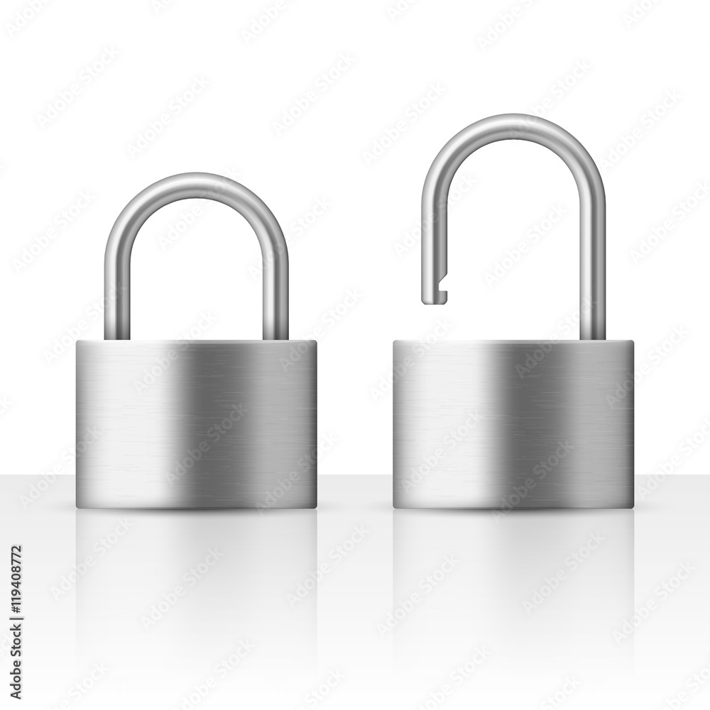 Locked and unlocked padlock vector illustration security concept Locked and unlocked padlock vector illustration security concept