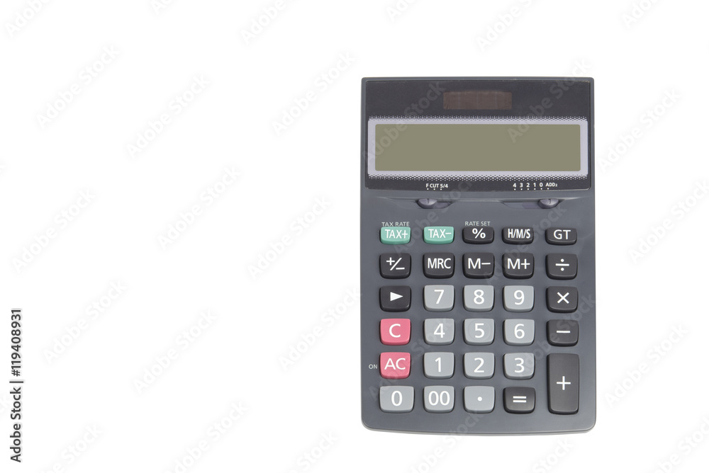 Calculator on white background. Clipping path Calculator on white background. Clipping path