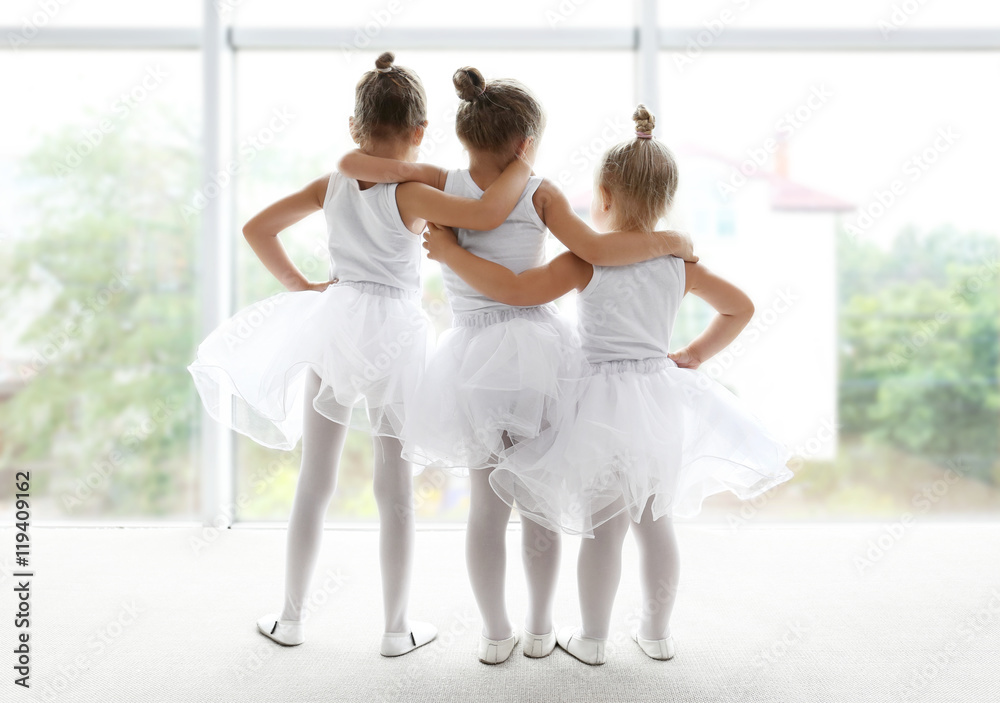 Obraz premium Cute girls looking out window in ballet class