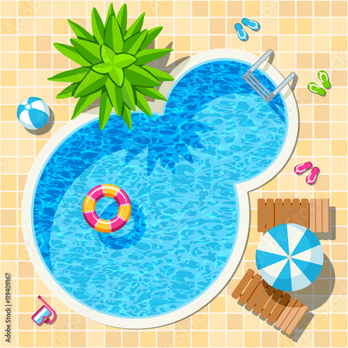 Top view relax swimming pool vector