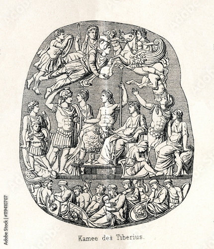 Great Cameo of France or Tiberius cameo; ca. 23 AD (from Meyers Lexikon, 1895, 7/286-7)