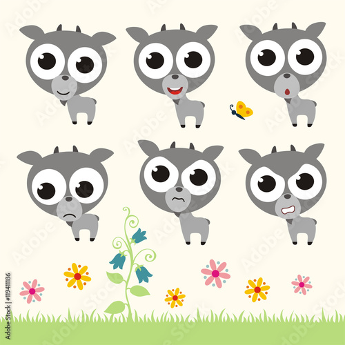 Wallpaper Mural Vector set cute goat. Collection isolated funny goat. Emotion little goat. Torontodigital.ca
