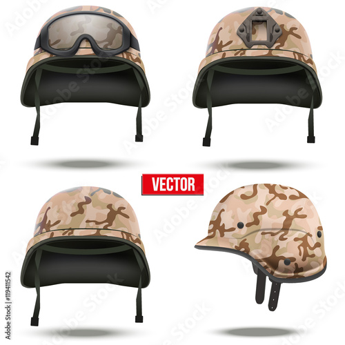 Set of Military tactical helmets desert color