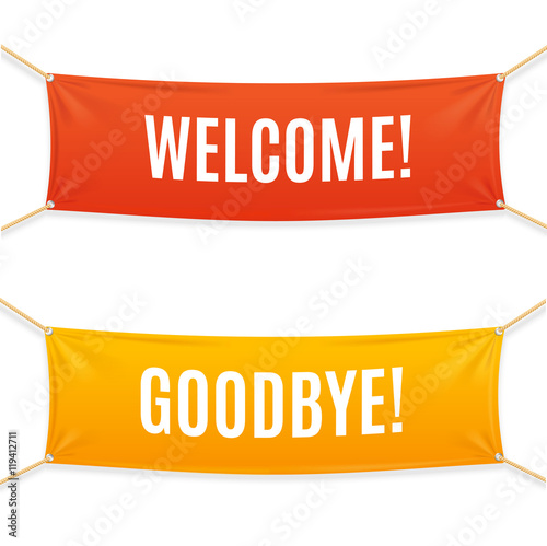 Welcome and Goodbye Banner. Vector