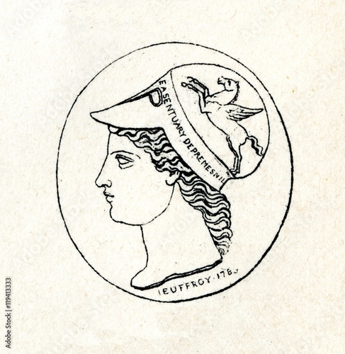 Canvas Print Minerva - carved gem by Roman-Vincent Jeuffroy (from Meyers Lexikon, 1895, 7/286