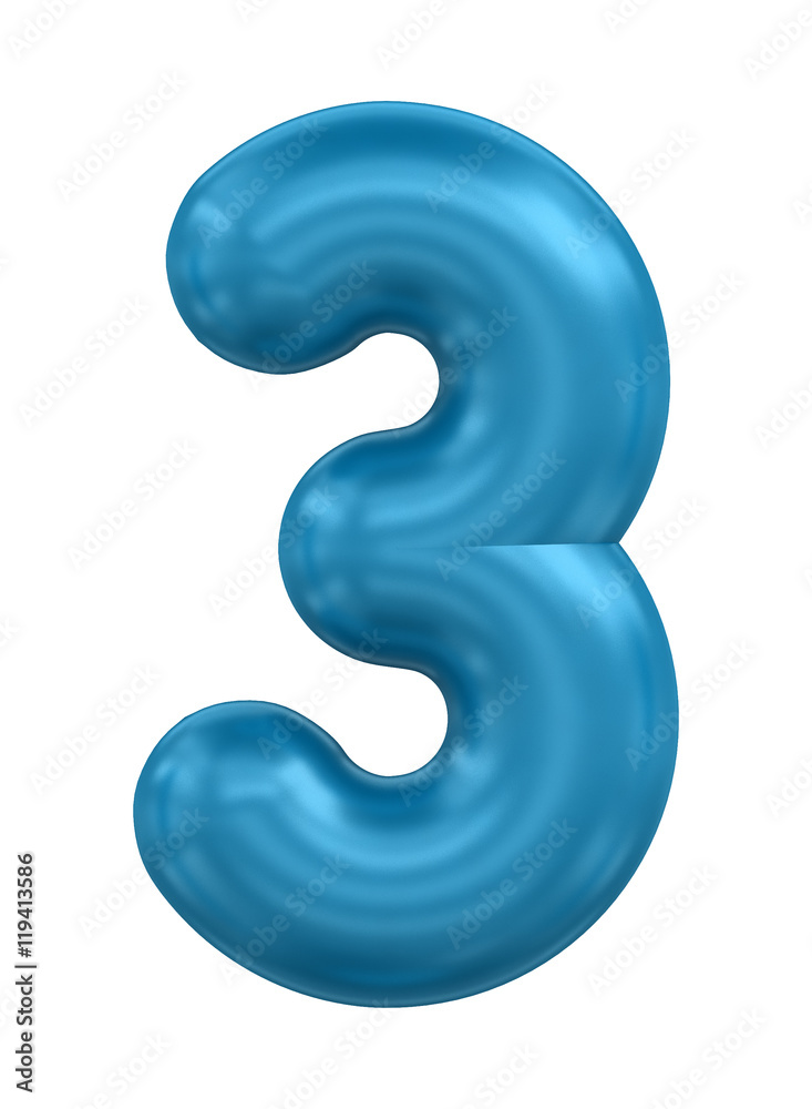 three-dimensional number in blue three-dimensional number in blue